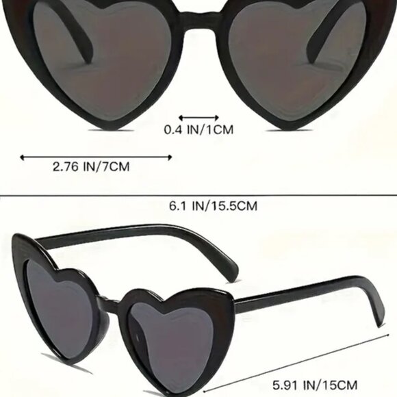 🔥2PK New Big Flawless Burning Red Heart Cat Eye Sunglasses - Picture 3 of 5